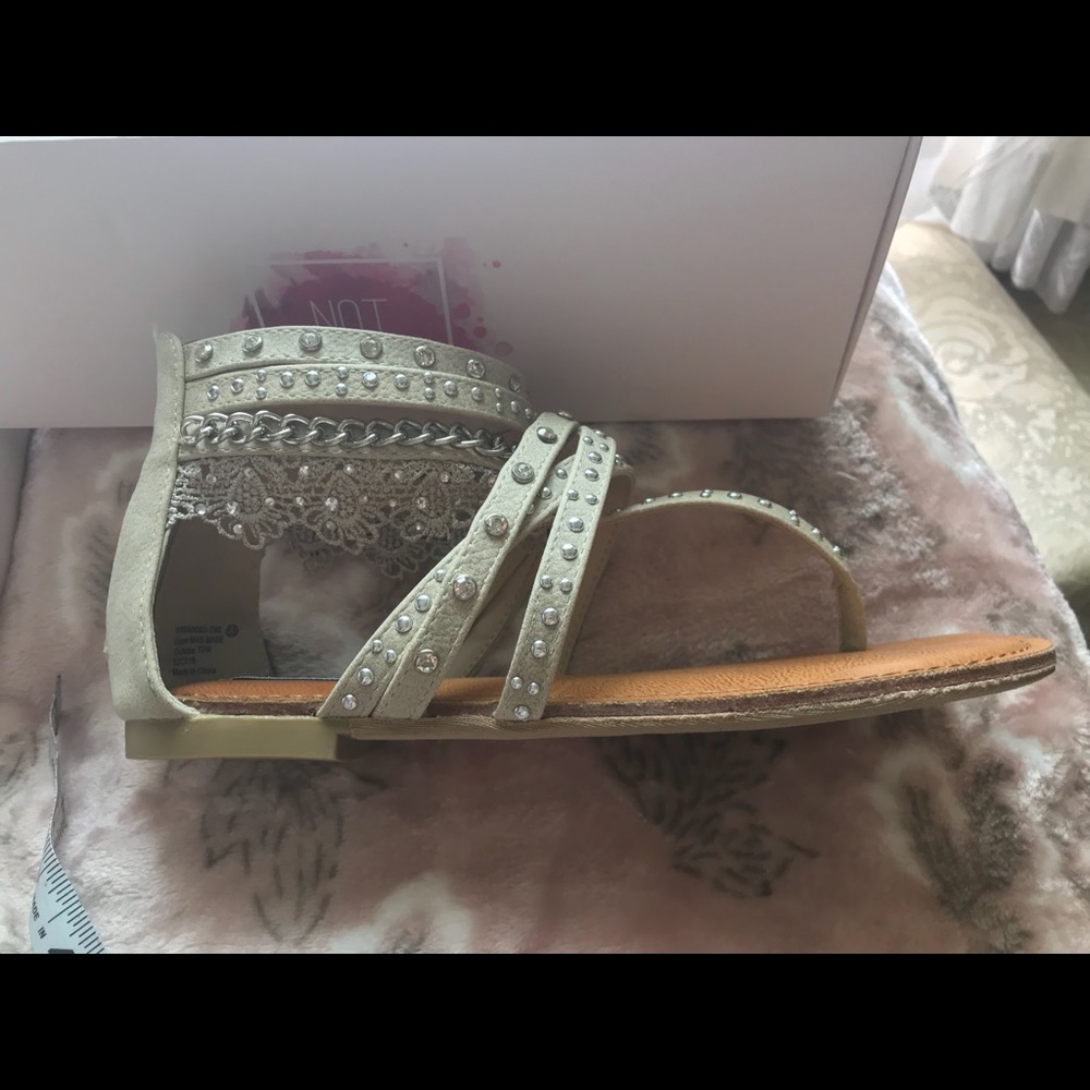Zip back embellished sandals